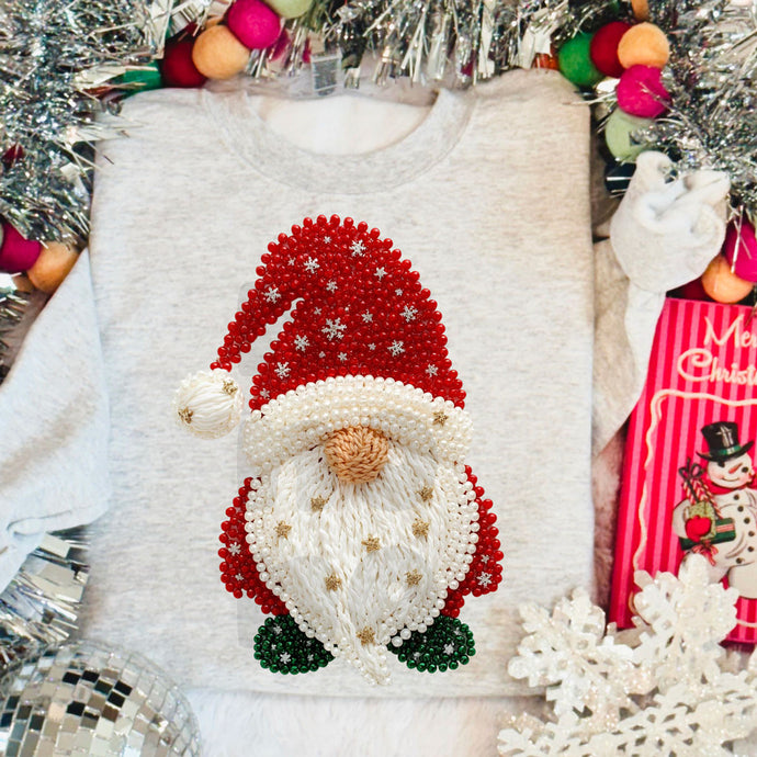 Faux Pearl Holiday Gnome Ash Sweatshirt