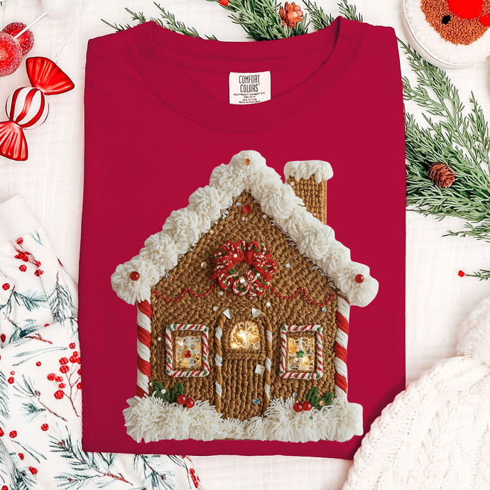 Faux Yarn Gingerbread Chili Red Tee