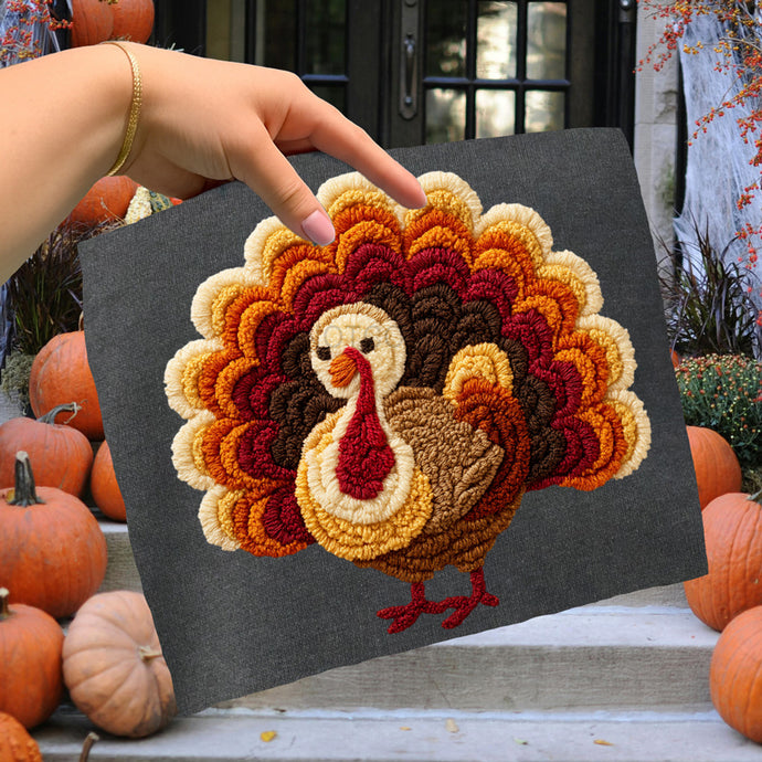 Faux Latch Hook Yarn Turkey Pepper Tee