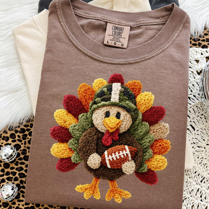 Faux Yarn Football Turkey Espresso Tee