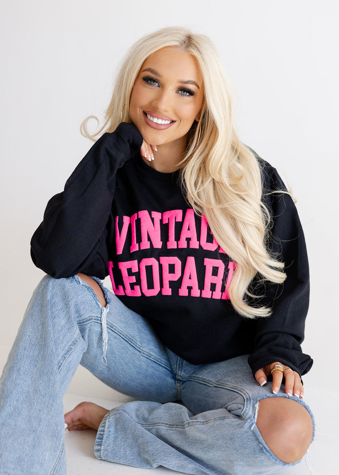 Vintage Leopard Pink Puff Sweatshirt