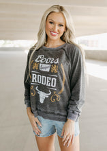 Load image into Gallery viewer, Coors Banquet Rodeo Washed Black Burnout Sweatshirt
