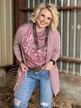 Load image into Gallery viewer, Mauve Striped Mid-Length Cardigan
