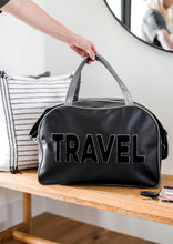 Load image into Gallery viewer, Black &amp; Grey Chenille Travel Duffel Bag
