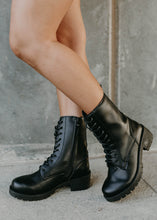 Load image into Gallery viewer, Tressa Patent Combat Boot - Black
