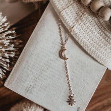 Load image into Gallery viewer, Ready to Ship | Dainty Moon &amp; Star Pendant Necklace with Rhinestones

