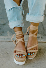 Load image into Gallery viewer, Millie Platform Ankle Tie Sandals - Nude
