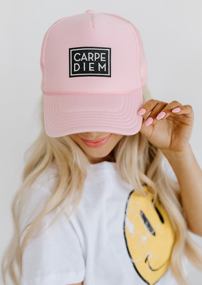 Carpe Diem Patch Pink Trucker Hat