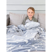 Load image into Gallery viewer, Ready to Ship | Gray Glow in the Dark Plush Flannel Blanket

