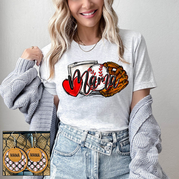Baseball Mom Leopard Print T-Shirt - Funny Letter Print Tee, Drop Shoulder Short Sleeve Top For Women