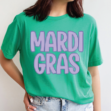 Load image into Gallery viewer, Mardi Gras Stripe - Unisex Kelly Green Graphic Tee
