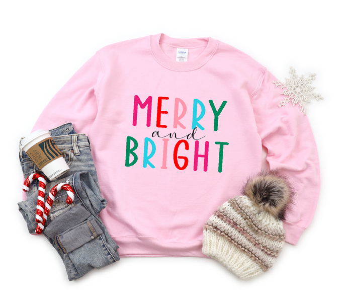 Merry and Bright- Light Pink Crew