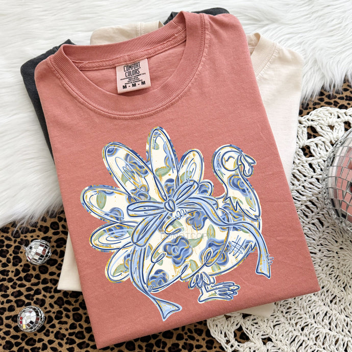 Blue Floral Turkey Terracotta Tee