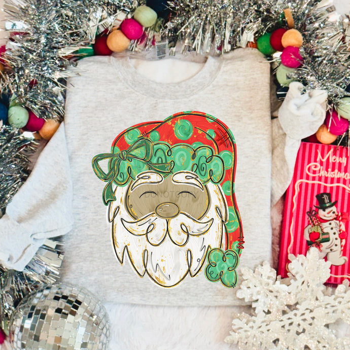 Preppy Painted Red & Green Hat Santa Ash Sweatshirt