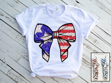 Load image into Gallery viewer, Patriotic Glitter Bow (Glitter Look)
