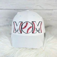 Load image into Gallery viewer, Baseball Mom Chenille Patch White Denim Hat
