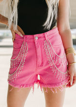 Load image into Gallery viewer, Saturday Night Fever Rhinestone Denim Shorts - Hot Pink
