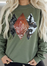 Load image into Gallery viewer, Diamond Cactus Cowhide Moss Green Sweatshirt
