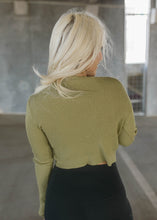 Load image into Gallery viewer, Open Front Tie Sweater - Moss Green
