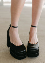 Load image into Gallery viewer, Steve Madden Black Satin Charlize Heels
