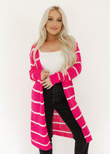 Load image into Gallery viewer, Amber Lightweight Pink Striped Cardigan - vintageleopard
