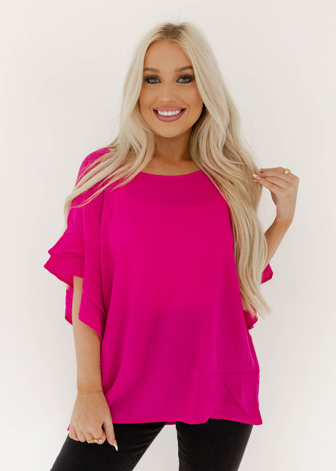 Kailie Pink Ruffle Top