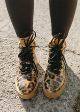 Load image into Gallery viewer, Yanni Patent Leopard Combat Boot
