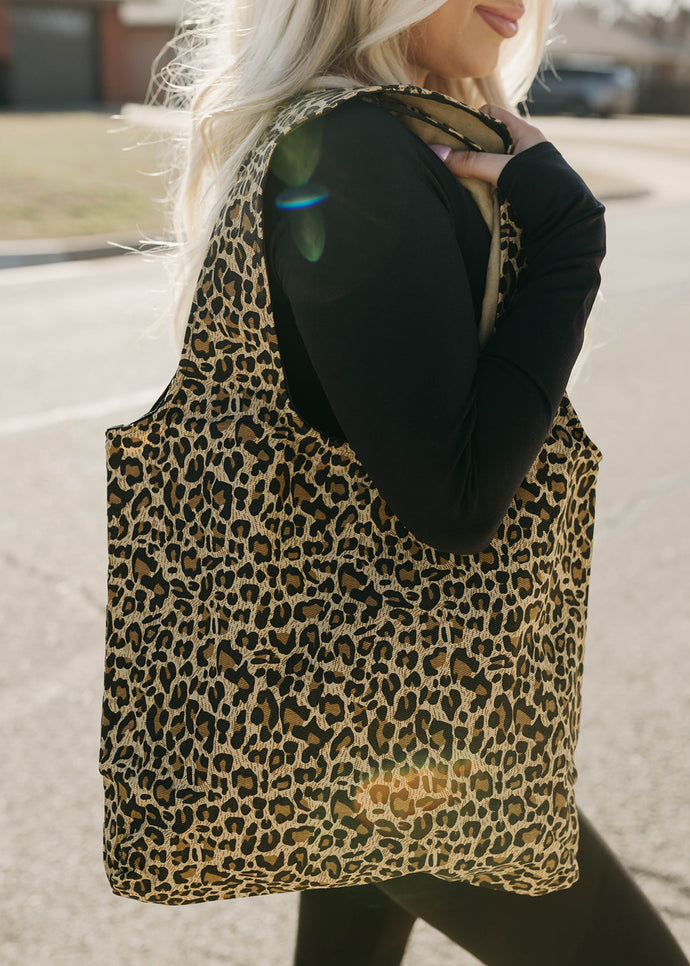 Leopard Slouch Canvas Shopper Shoulder Bag