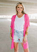 Load image into Gallery viewer, Day Glow Neon Pink Kimono Cardigan
