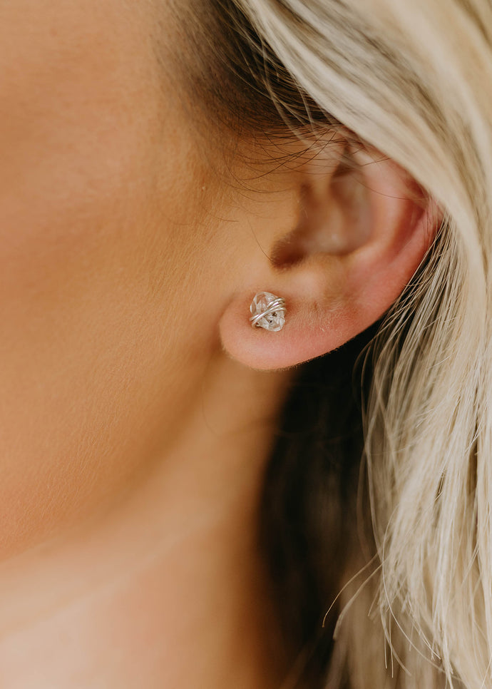 Herkimer Diamond Wrapped Stud Earrings
