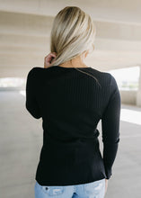 Load image into Gallery viewer, Malisa Ribbed Open Sweater Top - Black
