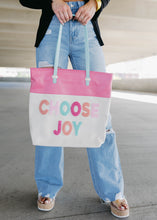 Load image into Gallery viewer, Cream Chenille Choose Joy Laptop Tote Bag
