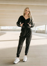 Load image into Gallery viewer, Relax Black Velvet Jogger Set
