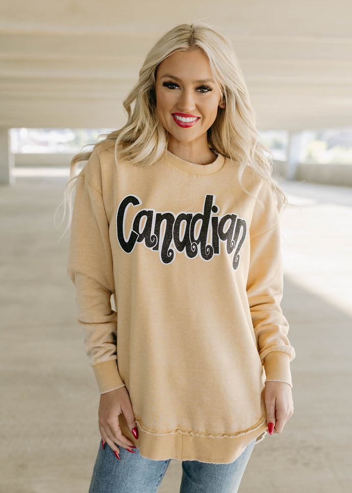 Canadian Glitter Washed Gold Sweatshirt