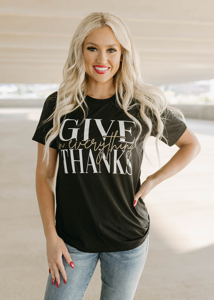 Give Thanks In Everything Graphic Black Tee
