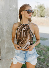 Load image into Gallery viewer, Brown Marble Swirl &amp; Mesh Razor Back Tank

