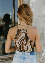 Load image into Gallery viewer, Brown Marble Swirl &amp; Mesh Razor Back Tank
