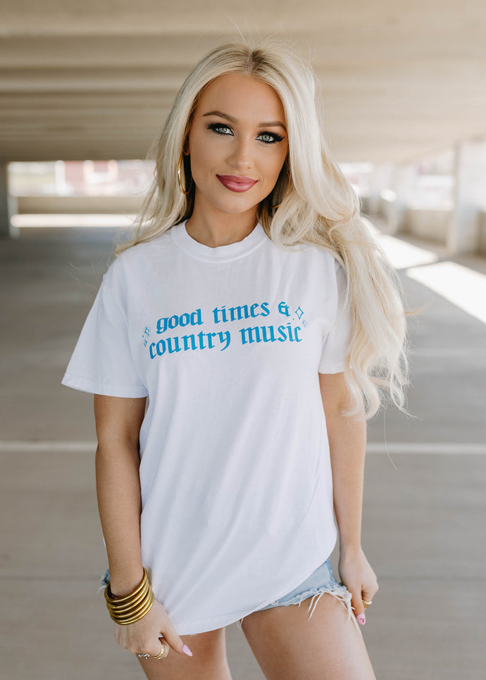 Good Times & Country Music White Graphic Tee