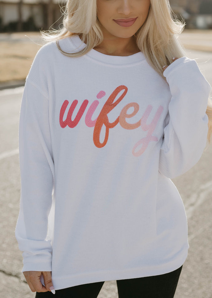 Wifey White Corded Sweatshirt