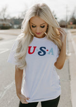 Load image into Gallery viewer, USA Patch White Heather Tee
