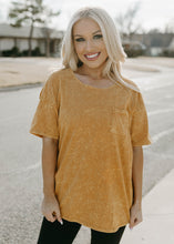 Load image into Gallery viewer, Mineral Washed Crew Neck Solid Top - Mustard
