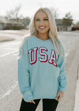 Load image into Gallery viewer, USA Light Blue Corded Sweatshirt
