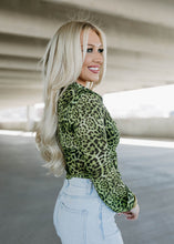 Load image into Gallery viewer, Lime Leopard Sheer Button Top
