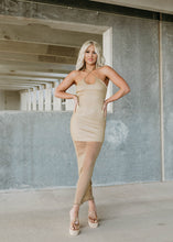 Load image into Gallery viewer, Vegas Glitter Midi Mesh Dress - Taupe
