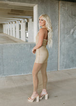 Load image into Gallery viewer, Vegas Glitter Midi Mesh Dress - Taupe
