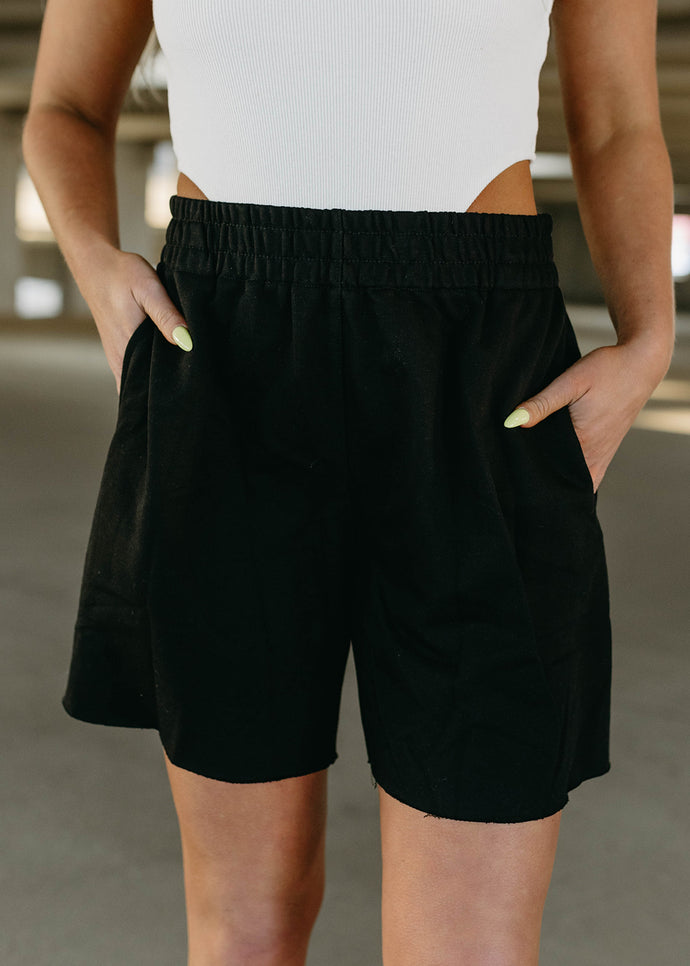 French Terry Girlfriend Lounge Shorts - Black