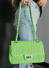 Load image into Gallery viewer, Vacation Mode Shoulder Bag - Neon Green Straw
