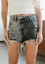 Load image into Gallery viewer, Lovey Dovey Criss Cross Black Denim Shorts

