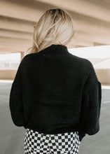 Load image into Gallery viewer, Fuzzy Plunge Neck Sweater - Black
