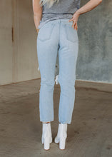 Load image into Gallery viewer, No Vacancy Distressed Girlfriend Jeans
